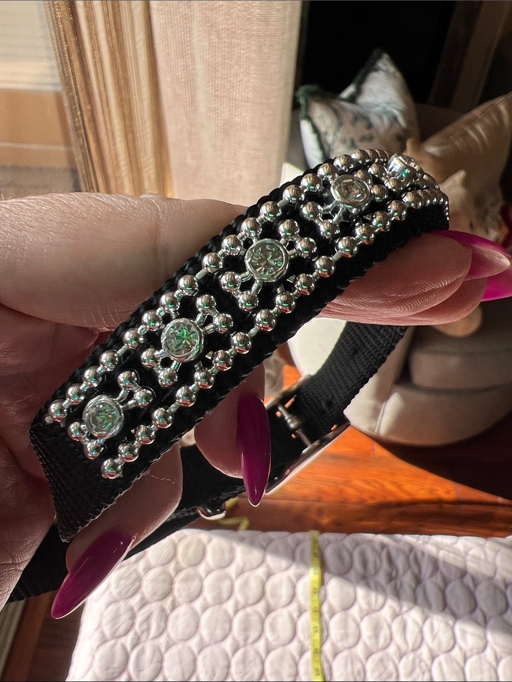Embellished Black Crystal Dog Collar